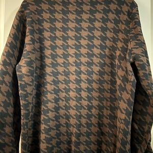 Chics black and brown houndstooth zip front sweater